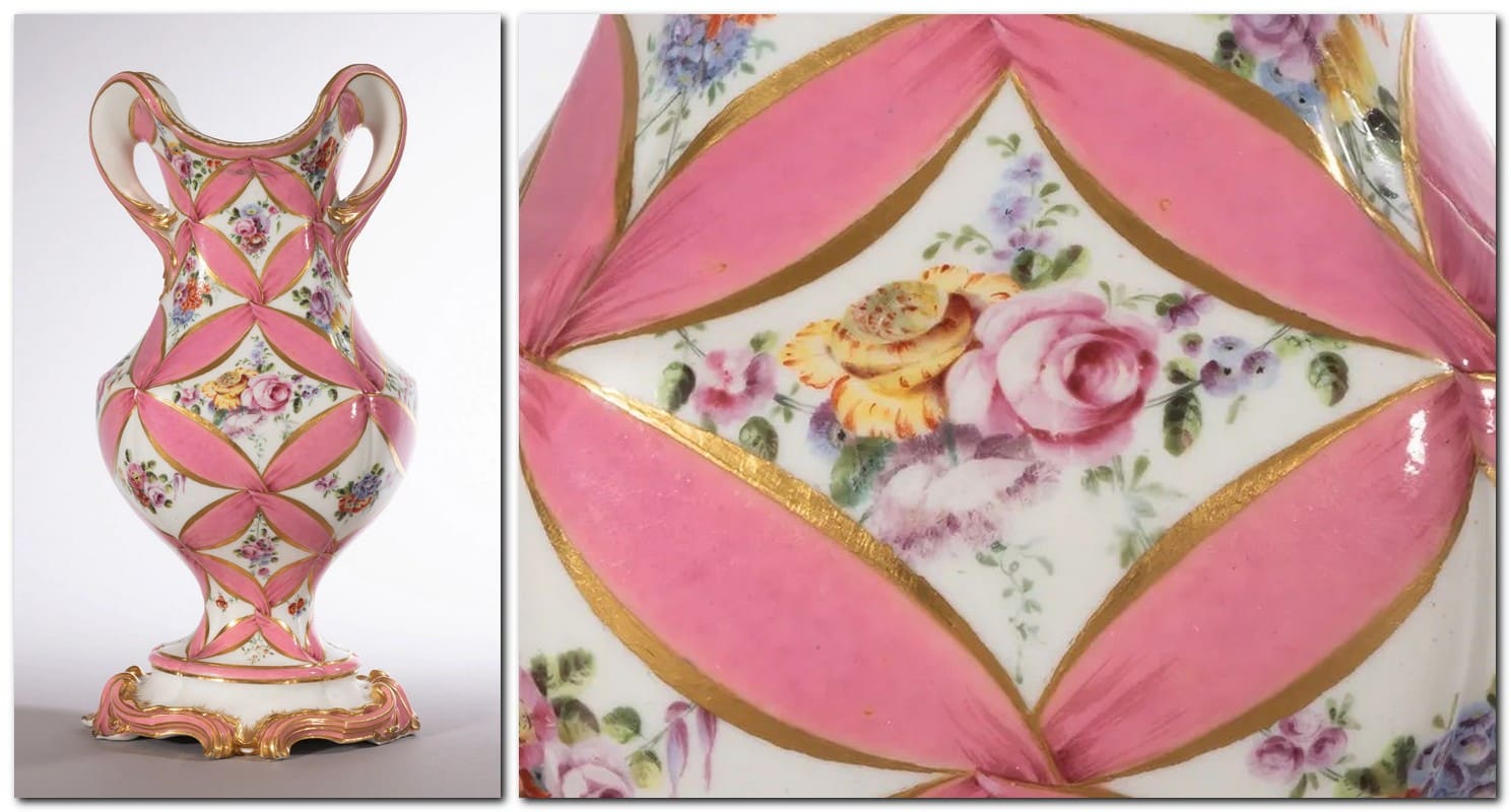 Ваза, севрский фарфор, Версальский замок; 1758 г. Ваза, севрский фарфор,